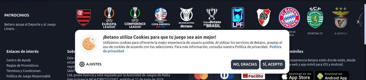 Pie del sitio con el bloque de patrocinios y la línea de licencia maltesa.